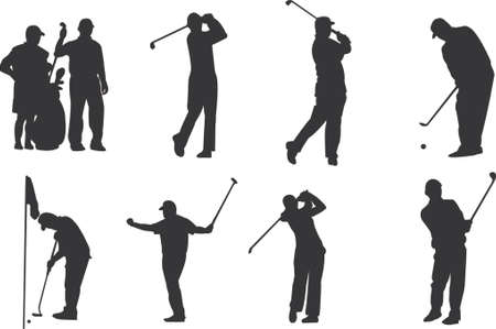 golfer silhouettesのイラスト素材