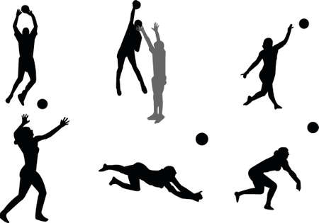 volleyball silhouettesのイラスト素材