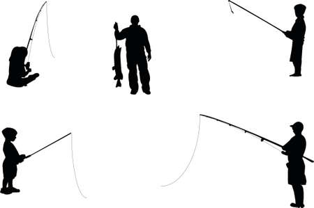 fishing sihouettesのイラスト素材