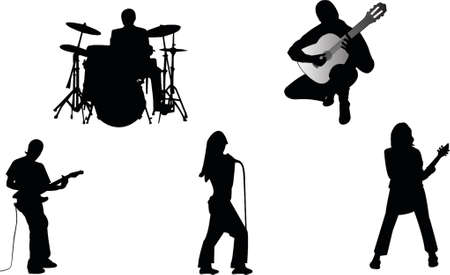 Musician band silhouetteのイラスト素材