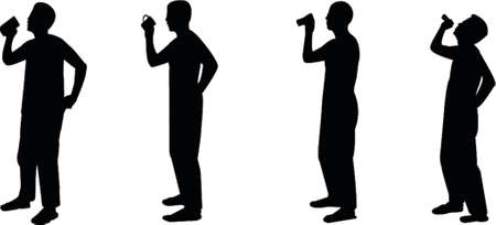drinking silhouetteのイラスト素材