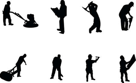 Construction worker silhouettesのイラスト素材
