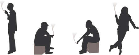 smoking silhouettesのイラスト素材