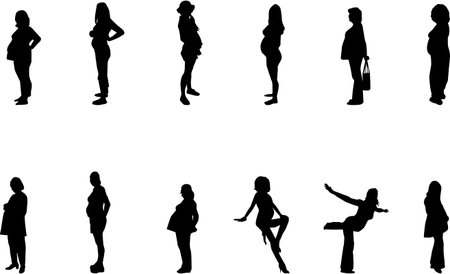 pregnant women silhouettesのイラスト素材