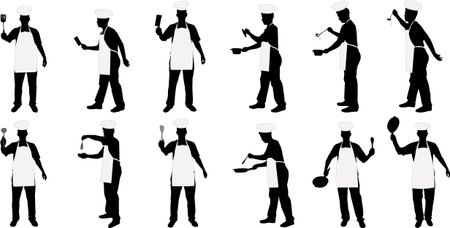 kitchen chief silhouettesのイラスト素材