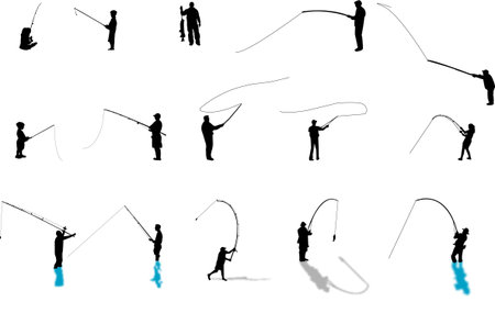 fishing silhouettesのイラスト素材