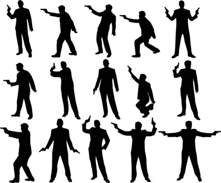 man with a gun silhouettesのイラスト素材