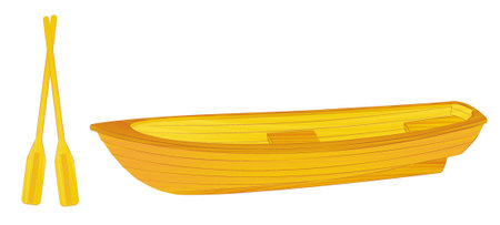 Wooden rowing boat illustrationのイラスト素材
