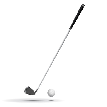 Golf Ball and Club illustration, ball is detailed, with dimples and all the curves のイラスト素材