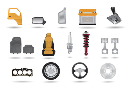 Car parts detailed illustrations setのイラスト素材