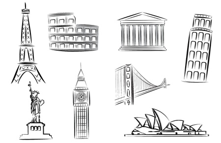 landmarks vector illustrationsのイラスト素材
