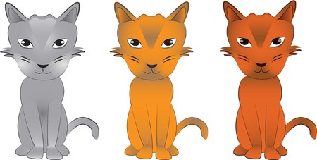three cats in different colors vector illustrationのイラスト素材