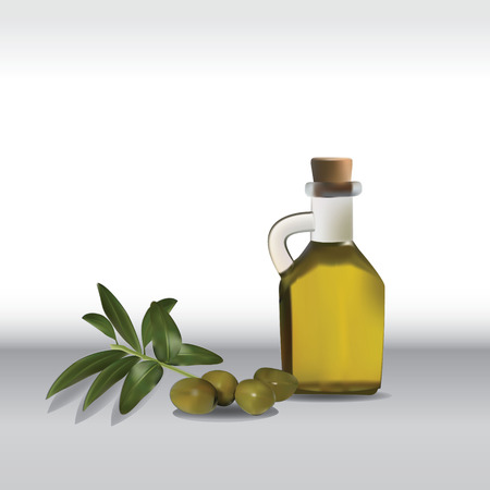 Olive oil and branch vector illustration, high details and shadowのイラスト素材