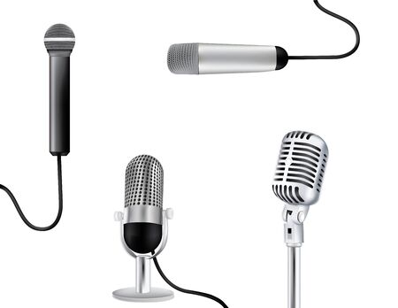 Four model of microphone in vector formatのイラスト素材