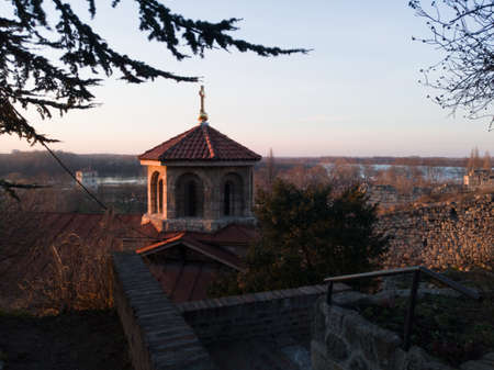 Medieval chapel of Saint Petka in Kalemegdan fortress at hill above confluence of two rivers, Sava and Danube, in Belgrade, Serbia.のeditorial素材