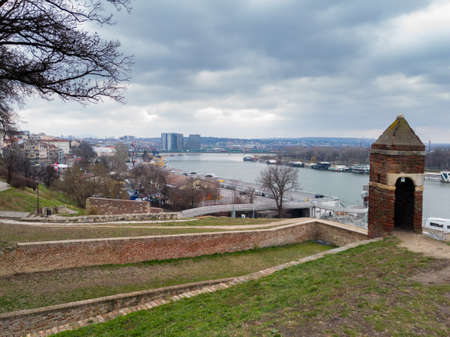 View from the Belgrade Fortress Kalemegdan on the river Sava and the city of Belgrade.