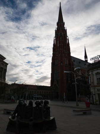 View of the cityscape from Ante StarÄeviÄ Square in Osijek.のeditorial素材