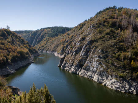 Uvac Special Nature Reserve, Uvac River Canyon with beautiful meanders between Zlatar and Zlatibor Mountains in Serbiaの写真素材