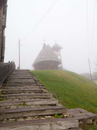 Church of Saint Sava in the ethno village Drvengrad or Kustendorf on Mokra Gora in Serbiaのeditorial素材