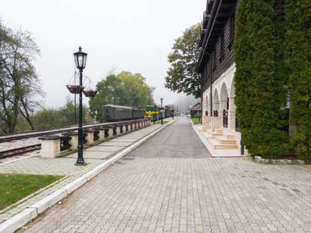 Tourist attraction Sarganska osmica or Sargan Eight, train station in Mokra Gora, Serbiaのeditorial素材