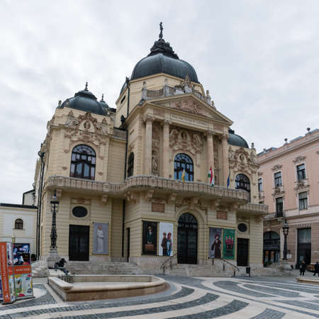 National Theatre of Pecs (Nemzeti SzÃ­nhÃ¡z) in Kiraly street in city of Pecs Hungary Europeのeditorial素材
