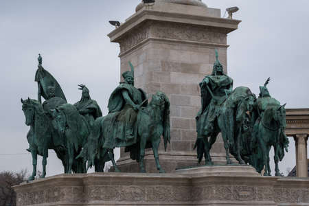 Millennium monument on Hero square in Budapest, Hungary