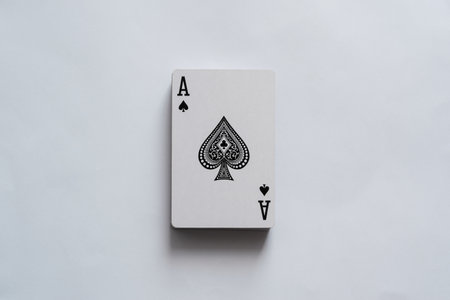 Playing cards deck close up, spade ace on top