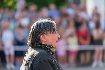 Zeljko Kasap program host close up, stunt showのeditorial素材