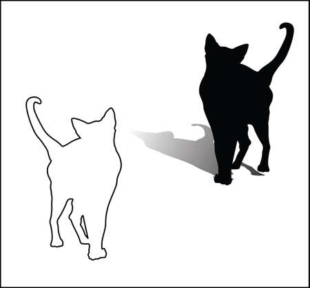 Vector silhouettes of cats isolatedのイラスト素材