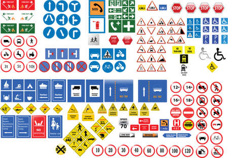 Road signs collection color vector illustrationのイラスト素材