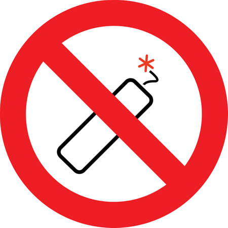 Stop or ban red round sign with firecracker icon vector illustrationのイラスト素材