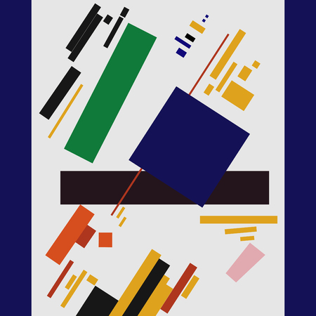 Malevich painting a blue squareのイラスト素材