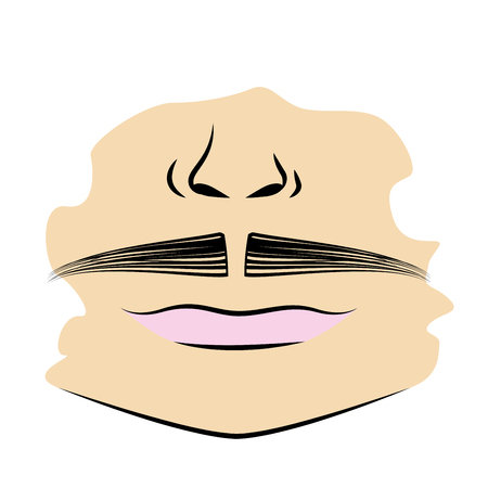 Set of man cartoon faces with beard and mustacheのイラスト素材