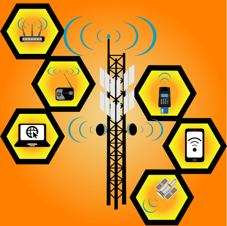 Wireless technology electronic devices internet access and connection infographic isometric flowchart poster with smartphone printer router vector illustrationのイラスト素材