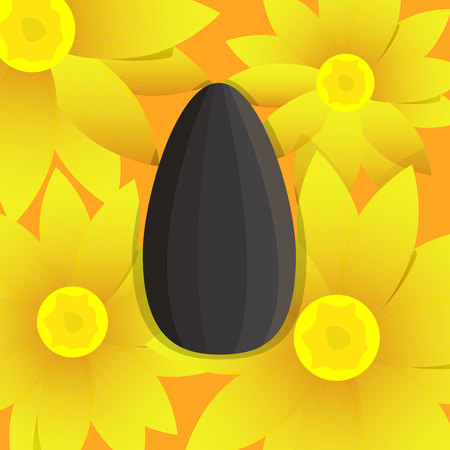 Sunflower and sunflower seeds.のイラスト素材