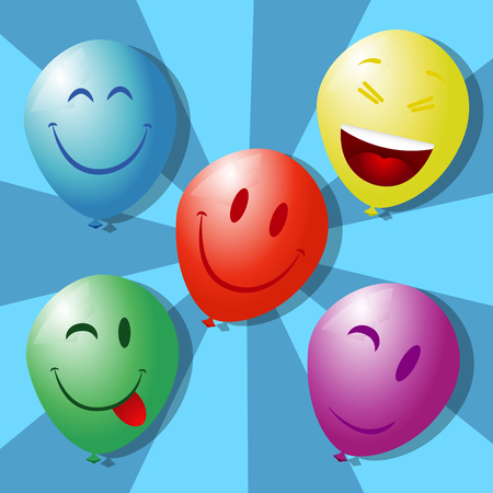 Realistic balloon. Smiley face. Yellow smile balloon. Happy birthday. Vector illustration. Happy face. Smiley face vector. Smiley balloon. Realistic balloon. Realistic smiley balloonのイラスト素材