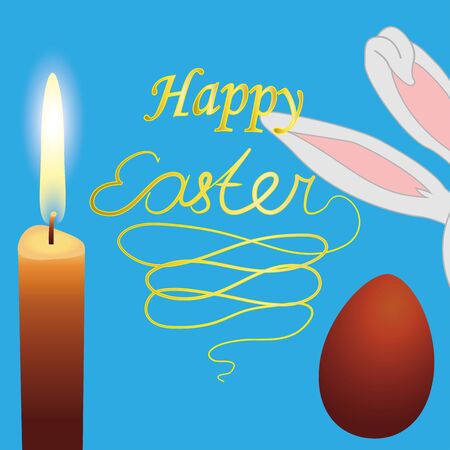 Easter composition of Easter eggs and candle.のイラスト素材