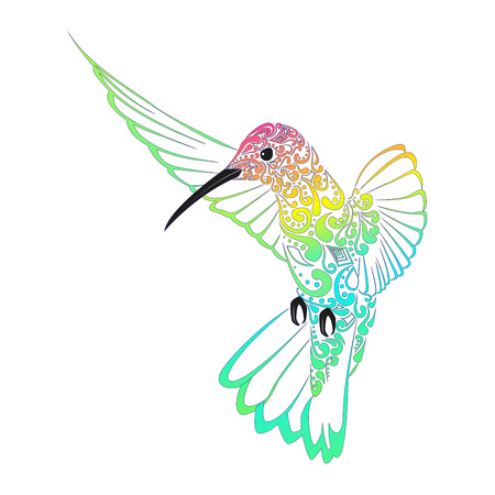 Hummingbirds embroidery. Embroidered bird. Vector decorative element for embroidery, patches and stickersのイラスト素材