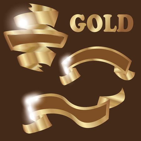 Set of premium golden ribbons for your design. Vector illustrationのイラスト素材