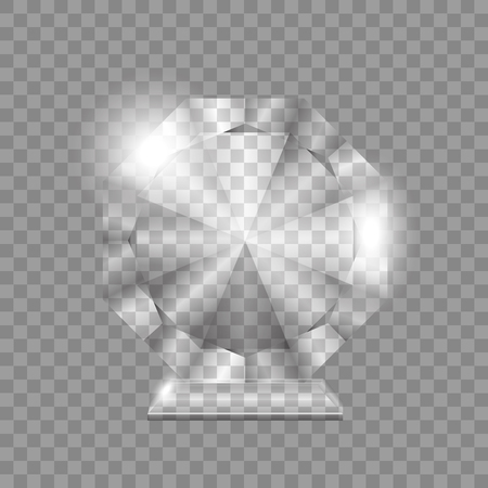 Modern glass cup trophies and challenge prizes side view realistic icons collection against transparent background isolated vector illustrationのイラスト素材