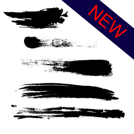 Grunge Paint stripe . Vector brush Stroke . Distressed banner . Black isolated paintbrush collection . Modern Textured shape . Dry border in Black .のイラスト素材