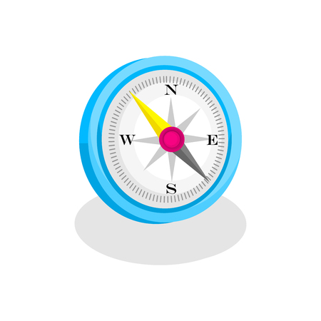 Isolated flat silver compass with shadow. compass traveler. compass icon. modern compass design. compass sign, vector compass object illustration. compass isolated. compass object. compass minimalismのイラスト素材