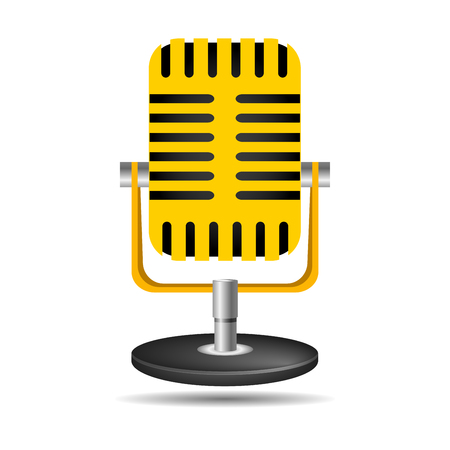 vintage microphone icon isolated on white background. Design elements for logo, poster, emblem, sign. Vector monochrome illustrationのイラスト素材