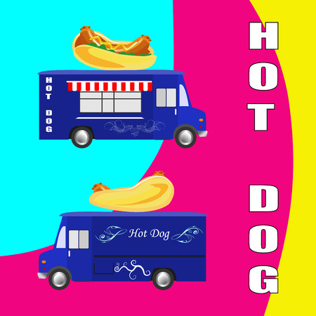 Flat design vector illustration of fast food car.のイラスト素材