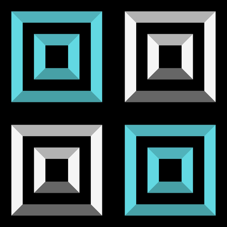 Abstract square element with deformation effect. Converging squares.のイラスト素材