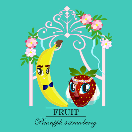 Vector fruit and berry banners. Design for juice, tea, ice cream, jam, natural cosmetics, sweets and pastries filled with fruit, dessert menu, health care products. With place for textのイラスト素材