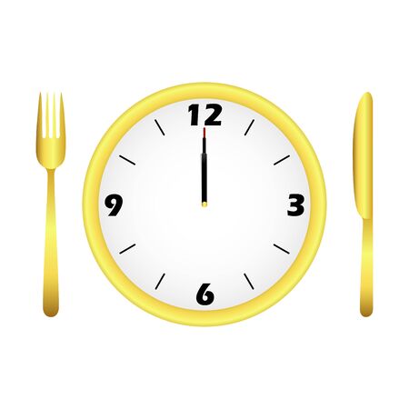 lunch time concept. vector illustration of a dining setup showing time. minimal vector graphic.のイラスト素材