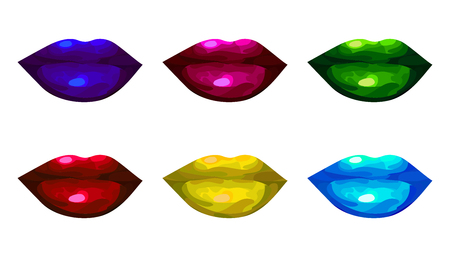 Set of lips in various colors.のイラスト素材