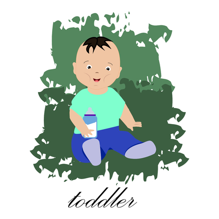 Boy character drinking milk vector illustration.のイラスト素材
