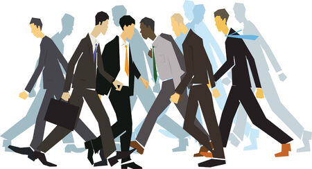 Businessmen hurrying on city streetのイラスト素材